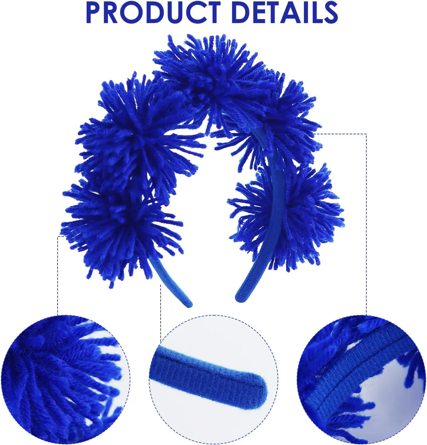 2PC Fluffy Pom Pom Headwear Fuzzy Yarn Headband Halloween Costume Dress up Hair Accessories