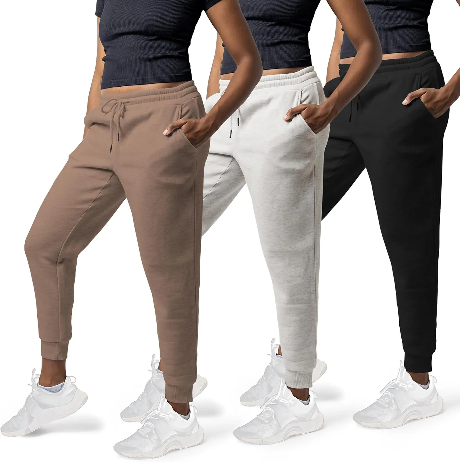3 Pack Sweatpants Women, Cozy Womens Sweatpants, Fleece Womens Yoga Joggers (Available in Plus)
