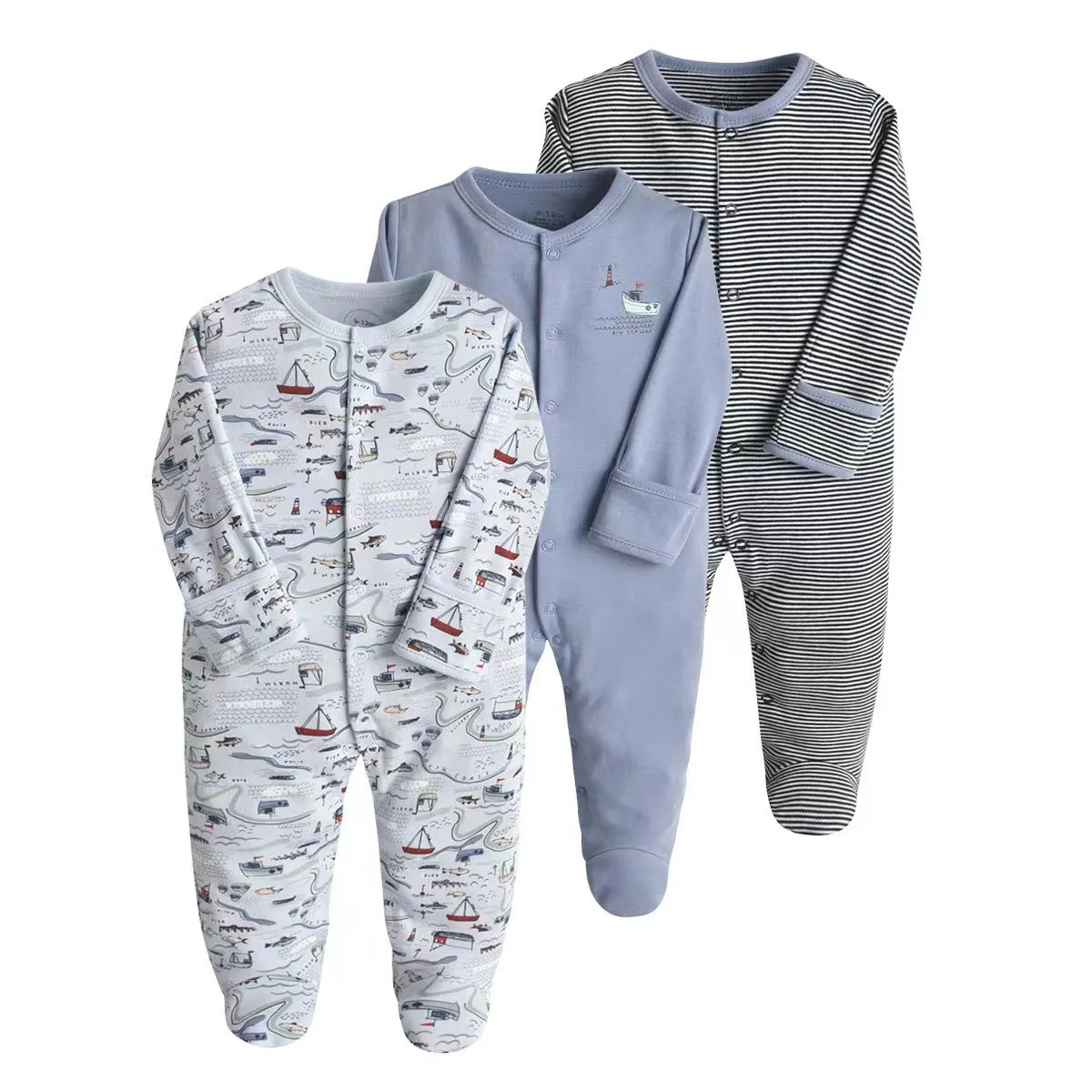 Baby Girls 3-Pack Sleep 'N Play Footies Multi Pack