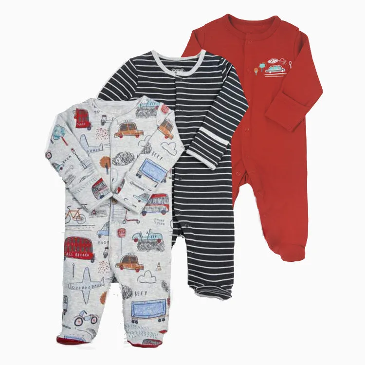 Baby Girls 3-Pack Sleep 'N Play Footies Multi Pack