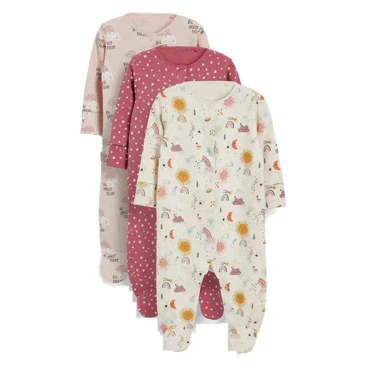 Baby Girls 3-Pack Sleep 'N Play Footies Multi Pack