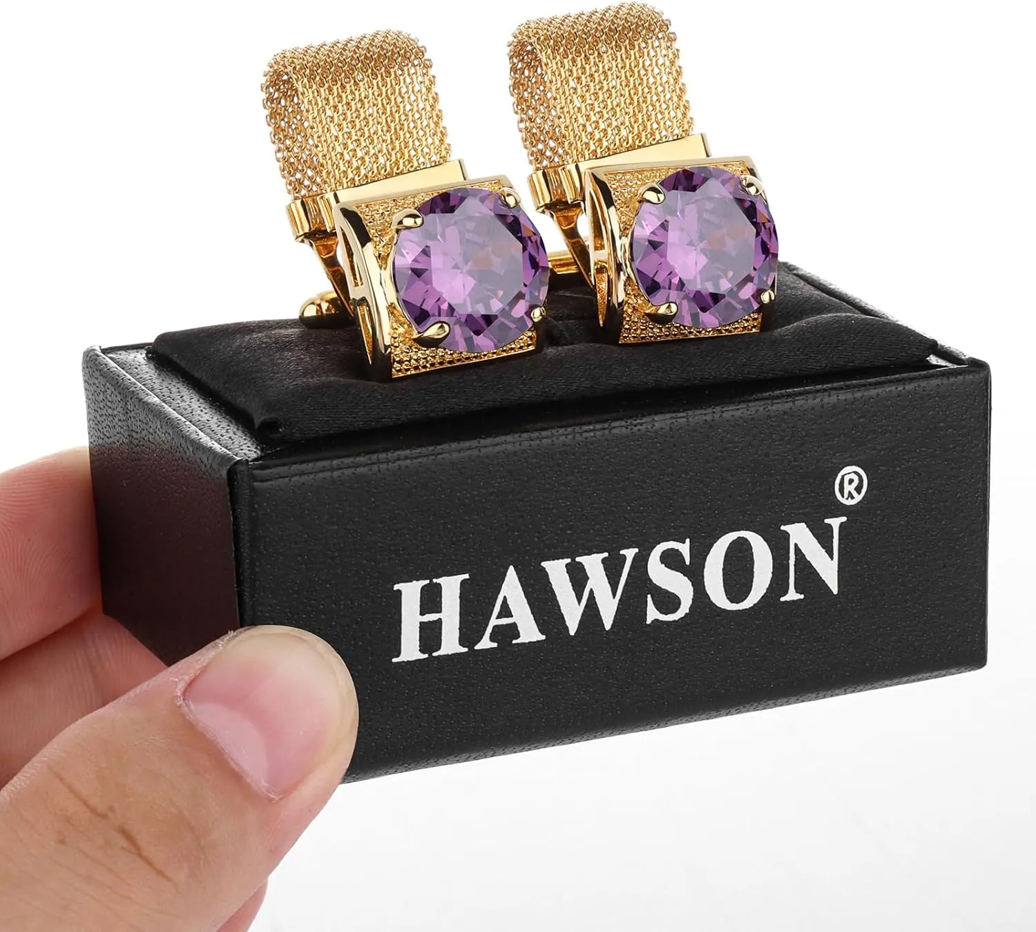 Birthstone Gold Tone Cufflinks for Men with Chain Shirt cuff links Wedding Business Birthday Christmas Gifts for Men