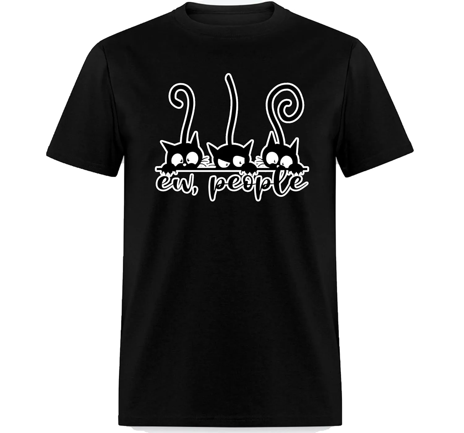 Black cat shirt funny womens ew people meowy cat lovers 3 Cats T-Shirt Graphic Tees Tops Gift for Christmas