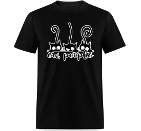 Black cat shirt funny womens ew people meowy cat lovers 3 Cats T-Shirt Graphic Tees Tops Gift for Christmas