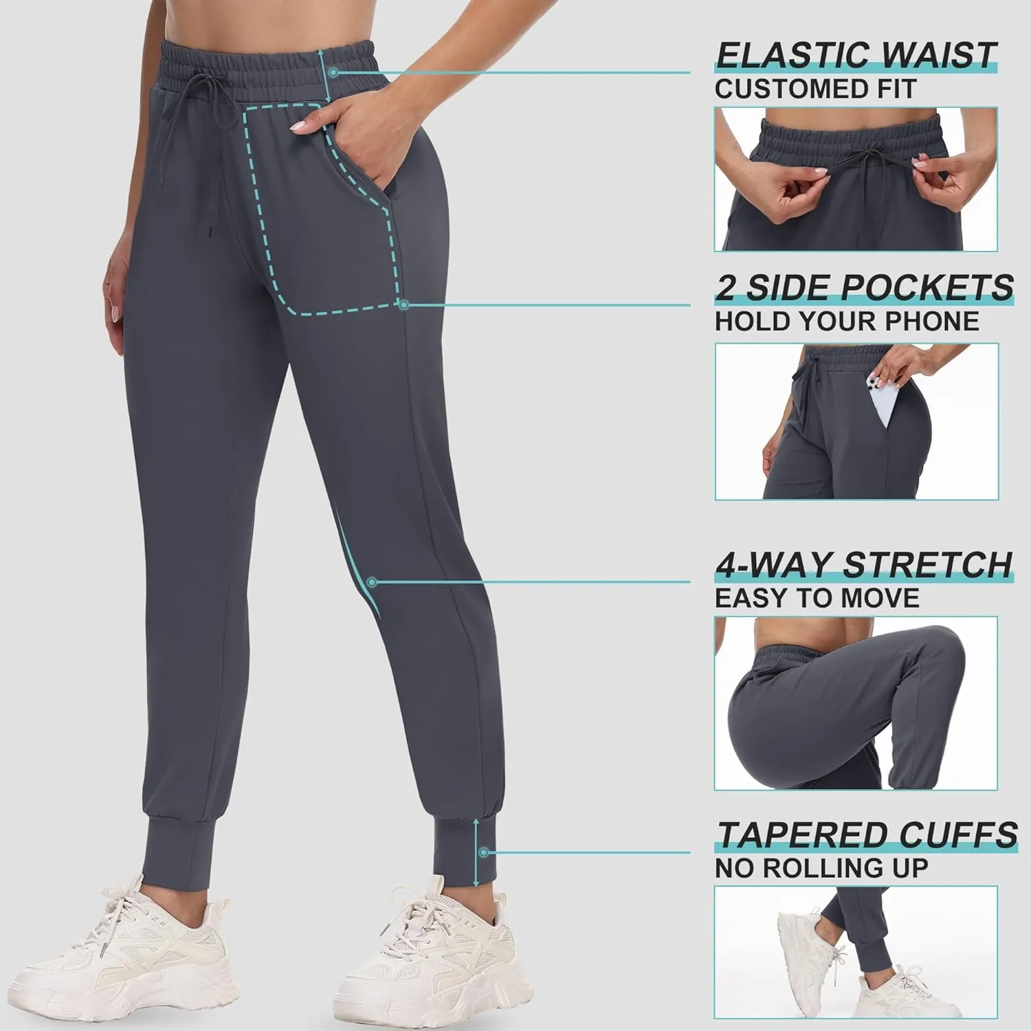 CAMPSNAIL Joggers for Women with Pockets - Womens Sweatpants Yoga Lounge Relaxed-fit Pants for Workout Running