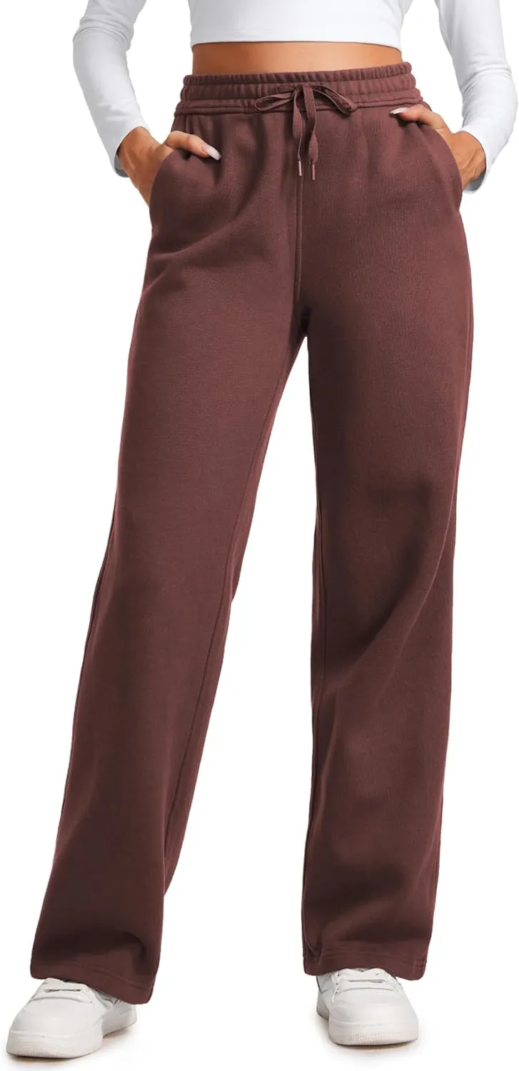 CRZ YOGA Cotton Fleece Lined Sweatpants Women 30" Straight Leg Casual Lounge Sweat Pants for Women