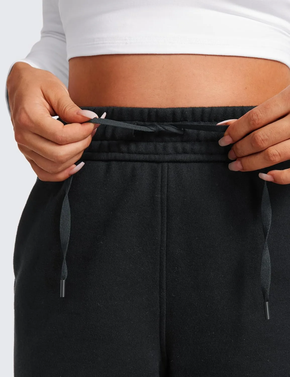 CRZ YOGA Cotton Fleece Lined Sweatpants Women 30" Straight Leg Casual Lounge Sweat Pants for Women