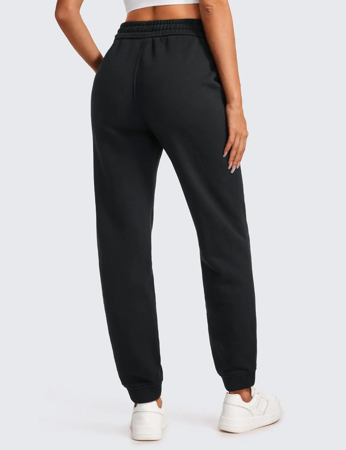 CRZ YOGA Cotton Fleece Lined Sweatpants Women High Waisted Warm Casual Lounge Jogger Pants with Pockets