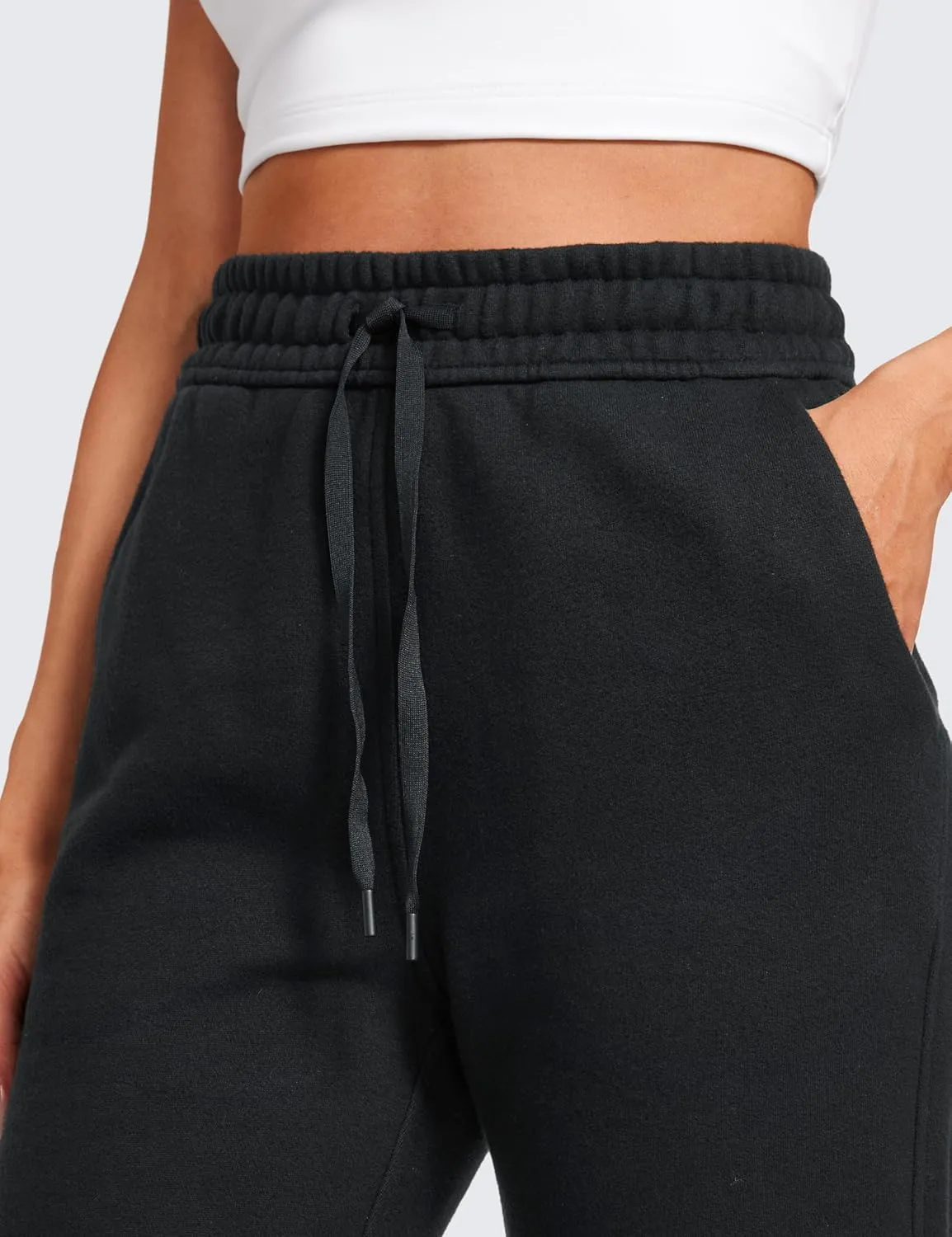 CRZ YOGA Cotton Fleece Lined Sweatpants Women High Waisted Warm Casual Lounge Jogger Pants with Pockets