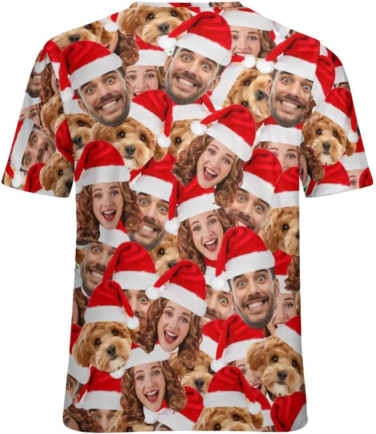 Custom Christmas Shirts for Men Women Family Matching Funny Faces Print Santa T-Shirts Personalized Tees