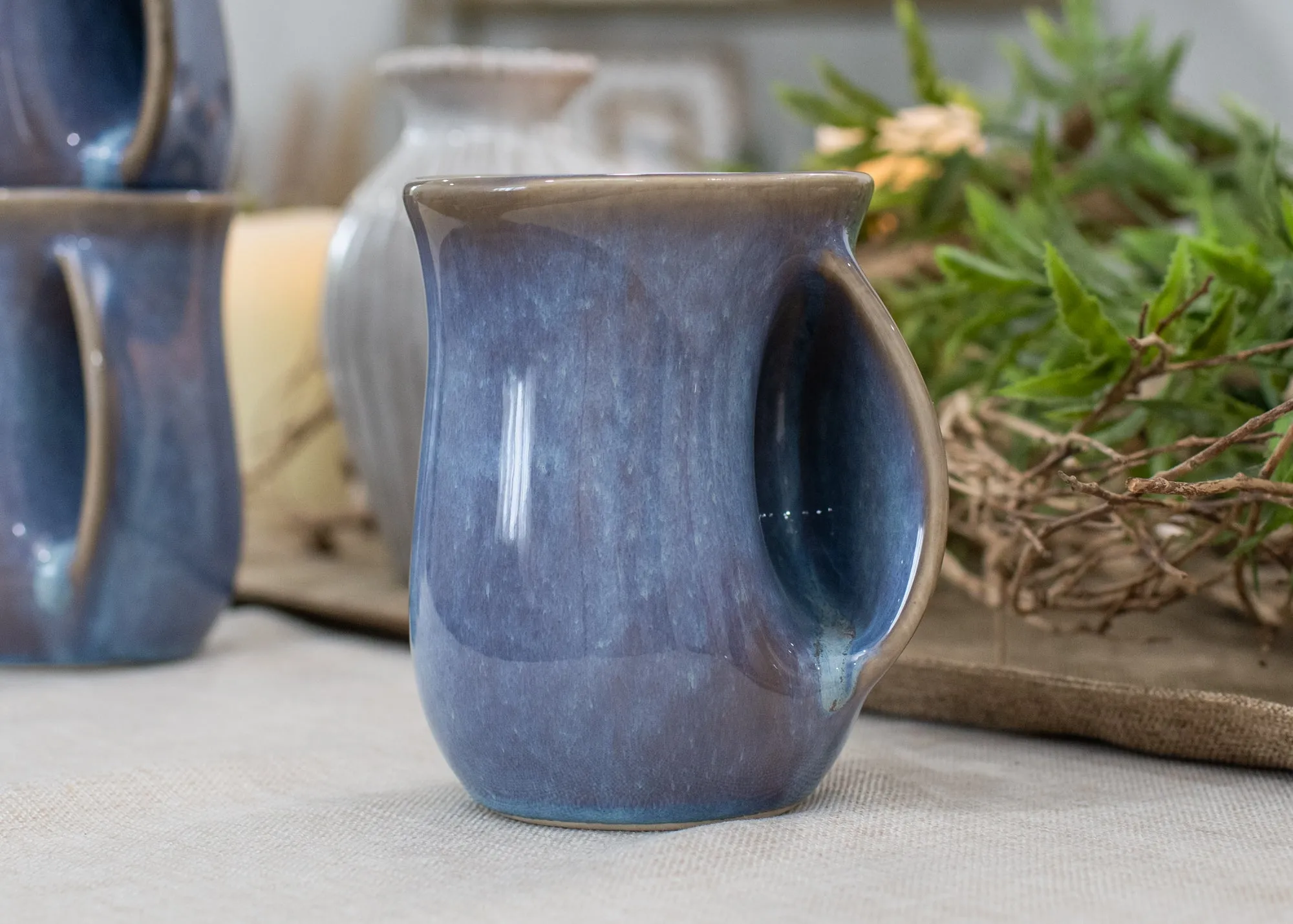 Elanze Designs Reactive 14 ounce Ceramic Handwarmer Mug, Ocean Sunrise