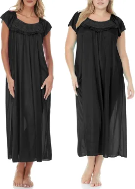Ezi Satin Silk Nightgown For Women - Soft & Breathable Womens Sleepwear- Sexy Short Sleeves Womens Sleepwear, M - Plus Size