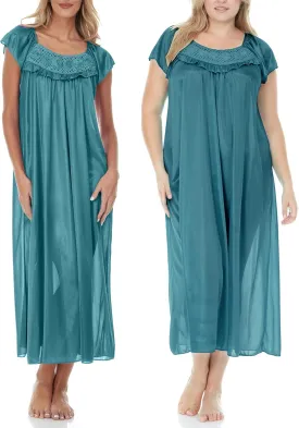 Ezi Satin Silk Nightgown For Women - Soft & Breathable Womens Sleepwear- Sexy Short Sleeves Womens Sleepwear, M - Plus Size