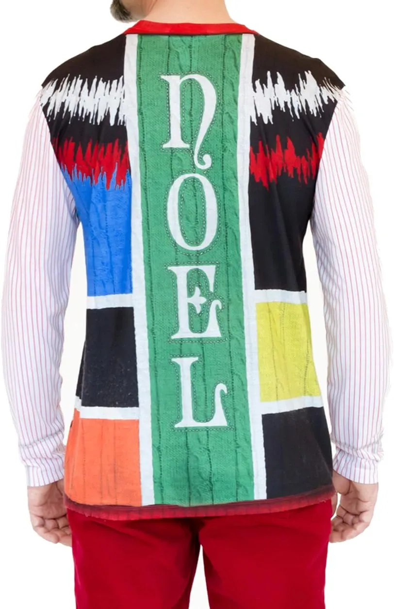 Faux Real Men's 3D Photo-Realistic Ugly Christmas Sweater Long Sleeve T-Shirt