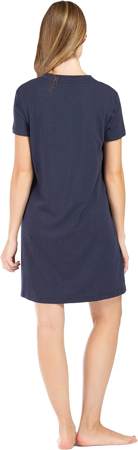Fishers Finery Women's Organic Cotton and Rayon Blend Short Sleeve Sleep Dress Sleep Shirt