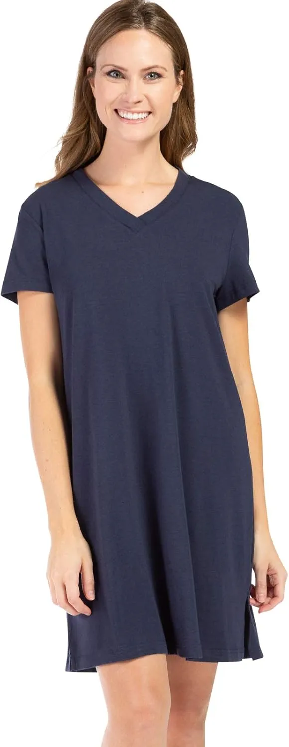 Fishers Finery Women's Organic Cotton and Rayon Blend Short Sleeve Sleep Dress Sleep Shirt