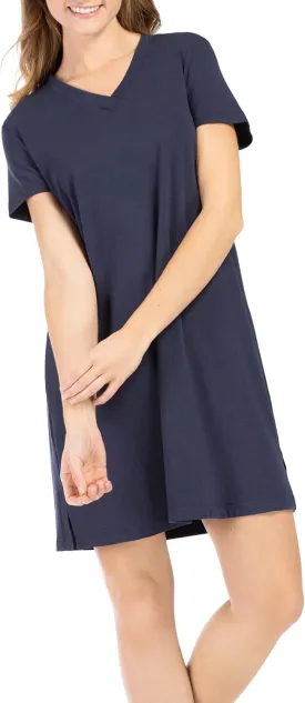 Fishers Finery Women's Organic Cotton and Rayon Blend Short Sleeve Sleep Dress Sleep Shirt