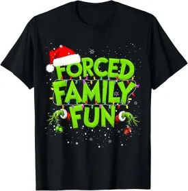Forced Family Fun Christmas Shirts Matching Family Pajama T-Shirt