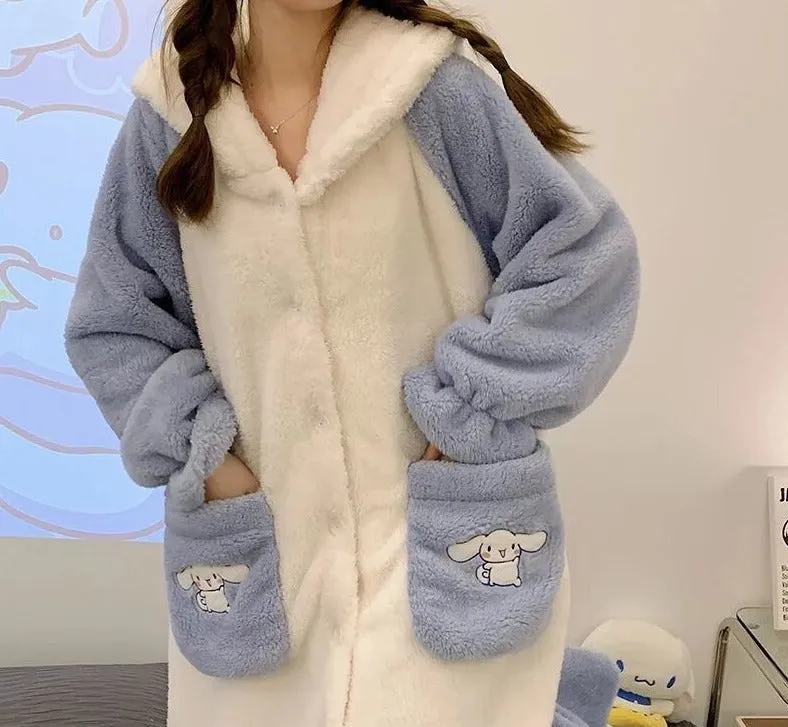 Fuzzy Puppy Pajama Night Dress Set