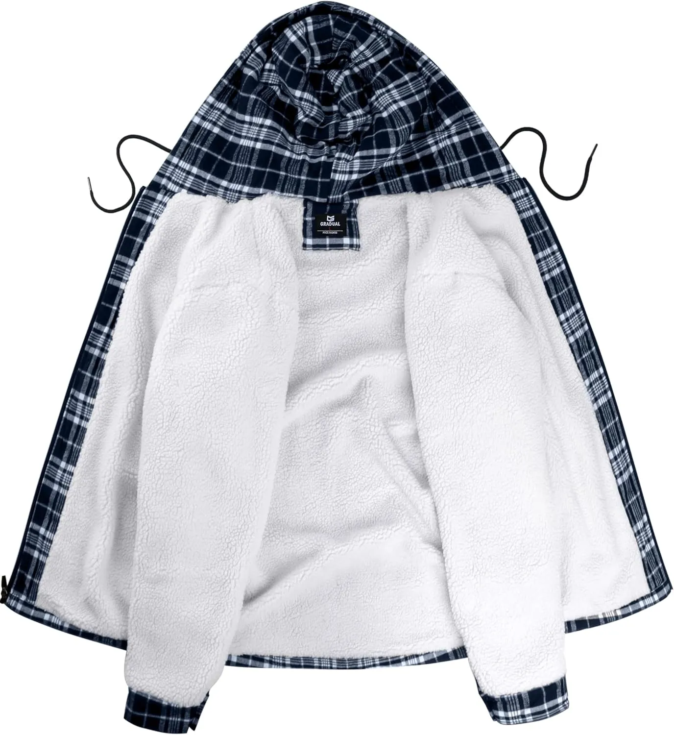 G Gradual Men's Flannel Jacket Fleece Sherpa Lined Hoodies Zip Up Plaid Shirt Warm Winter Jackets for Men with Zipper Pockets