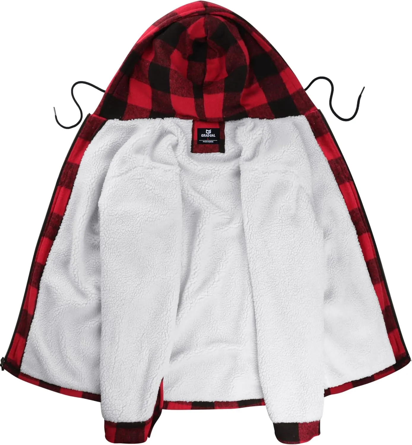 G Gradual Men's Flannel Jacket Fleece Sherpa Lined Hoodies Zip Up Plaid Shirt Warm Winter Jackets for Men with Zipper Pockets