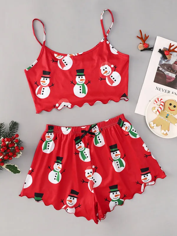 Gingerbread & Snowman Holiday Sleepwear Christmas Pajama Set
