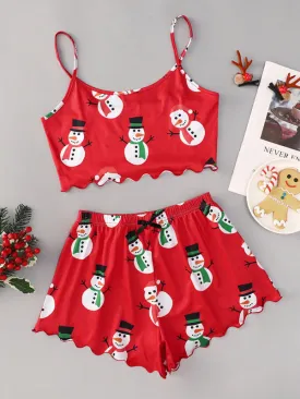 Gingerbread & Snowman Holiday Sleepwear Christmas Pajama Set