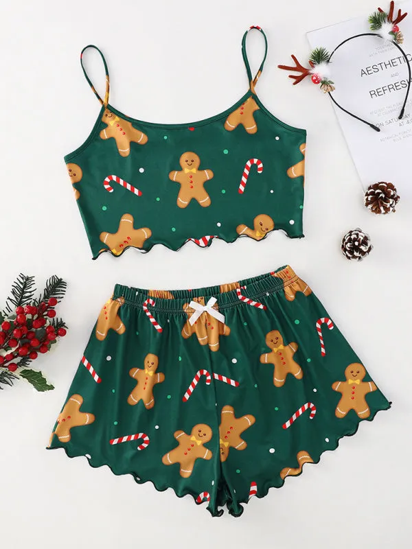 Gingerbread & Snowman Holiday Sleepwear Christmas Pajama Set