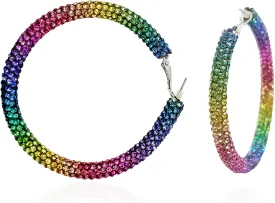 Glitter Hoop Earrings Bohemian Sparkle Resin Rhinestone Holiday Hoop Dangle Earrings for Women Holiday Jewelry