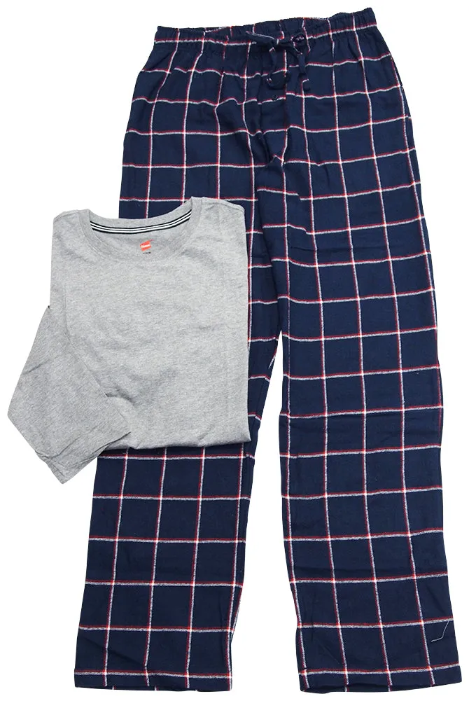 Hanes Big Mens Jersey Flannel Sleep Lounge Pajama Set