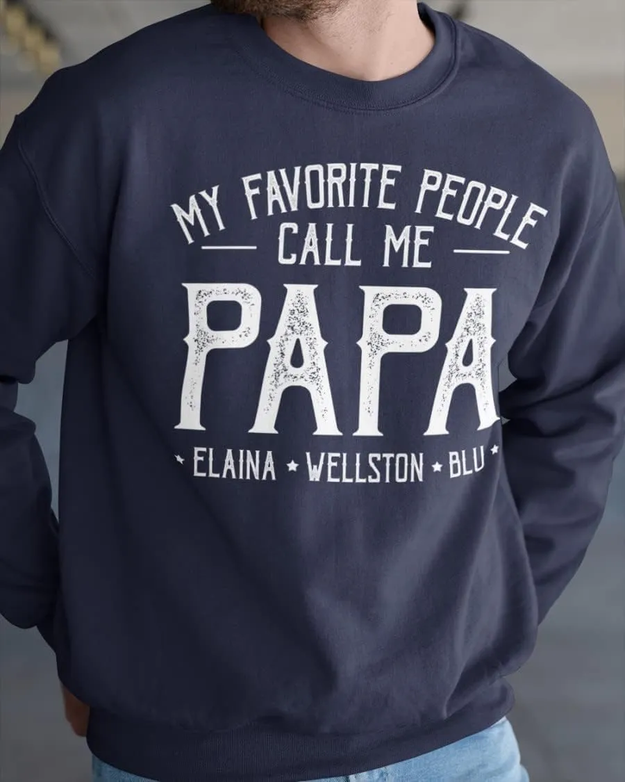 IZI POD - Personalized Papa Kids Grandkids Name T-Shirt for Men,Custom Papa Birthday Christmas for Grandpa