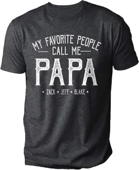 IZI POD - Personalized Papa Kids Grandkids Name T-Shirt for Men,Custom Papa Birthday Christmas for Grandpa