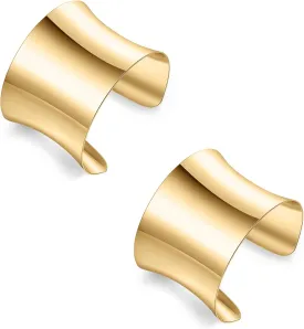 Jewdreamer Gold Chunky Cuff Bracelets for Women Bangle Bracelets Set Open Wide Bangle