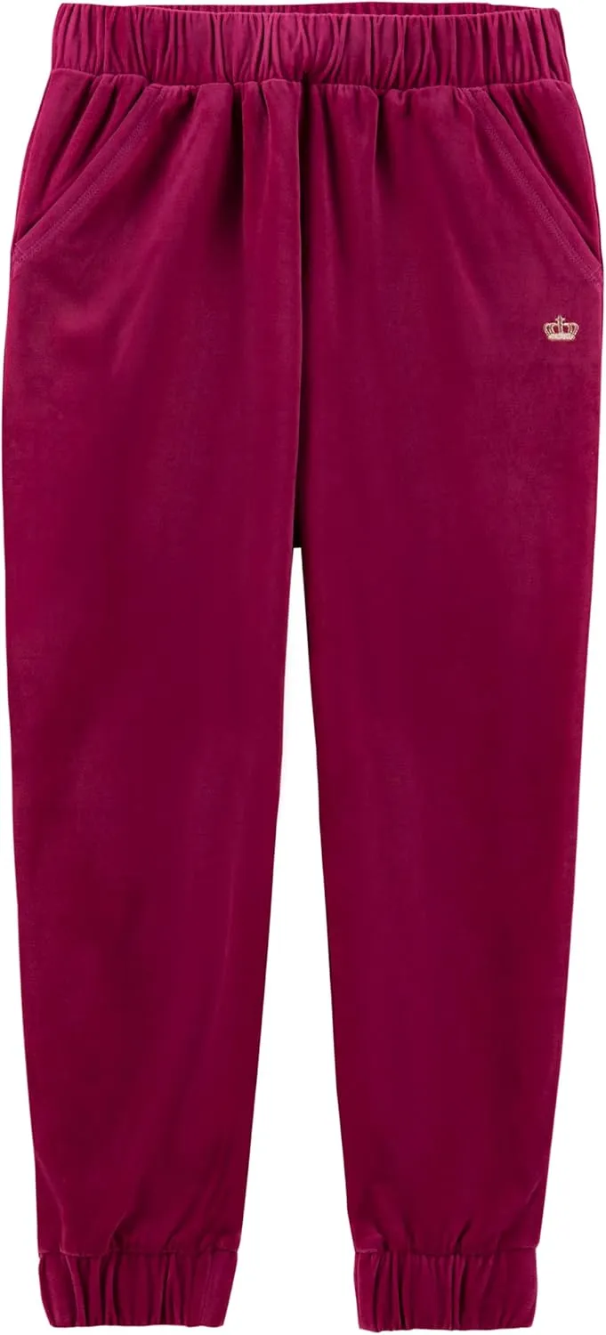 Juicy Couture Girls' Pull-on Plush Velour Jogger, Ribbed Waist & Cuffs