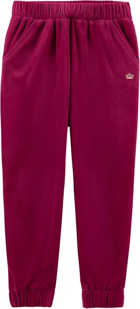 Juicy Couture Girls' Pull-on Plush Velour Jogger, Ribbed Waist & Cuffs