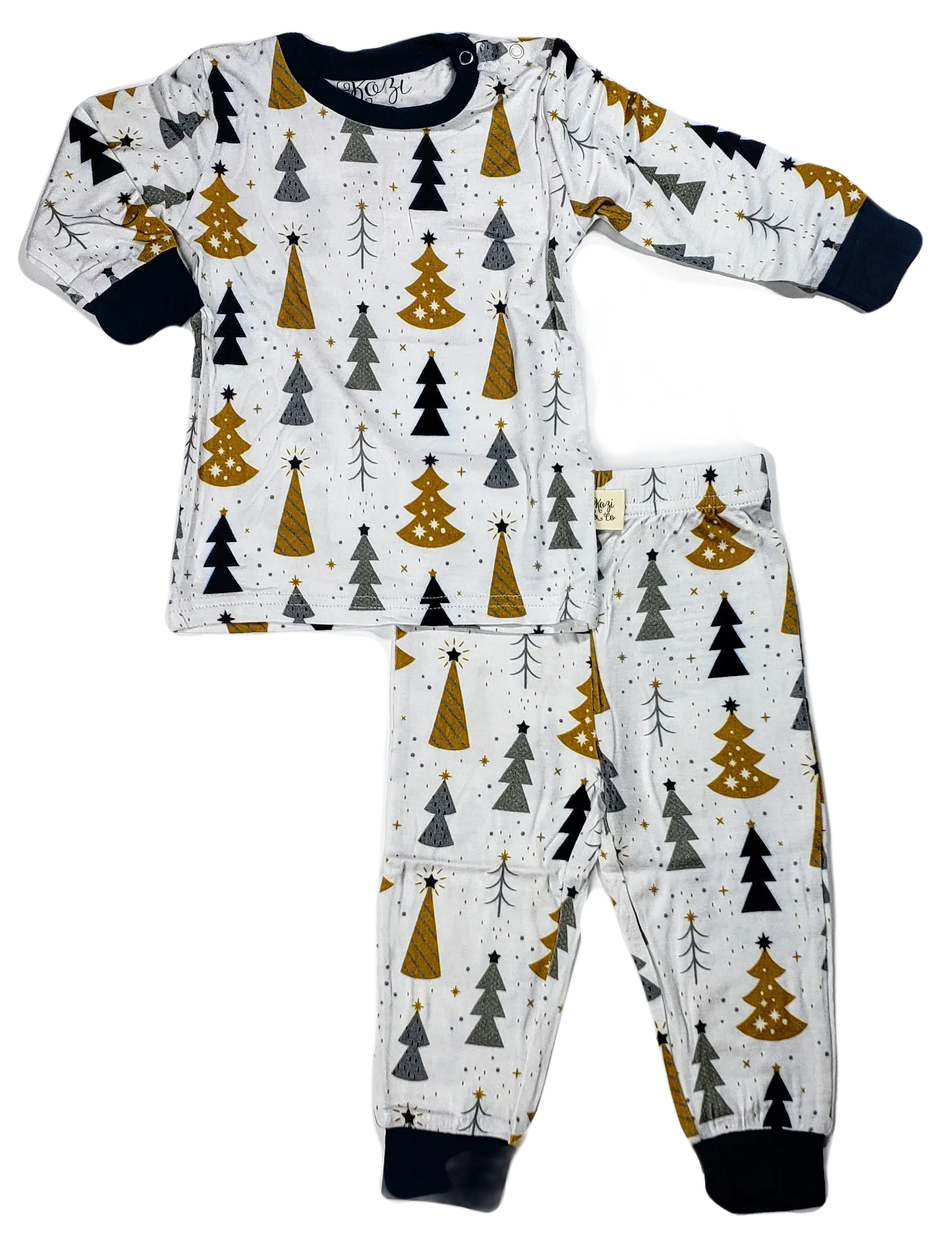 Kozi & Co Silver & Gold Trees L/S Pajama Set