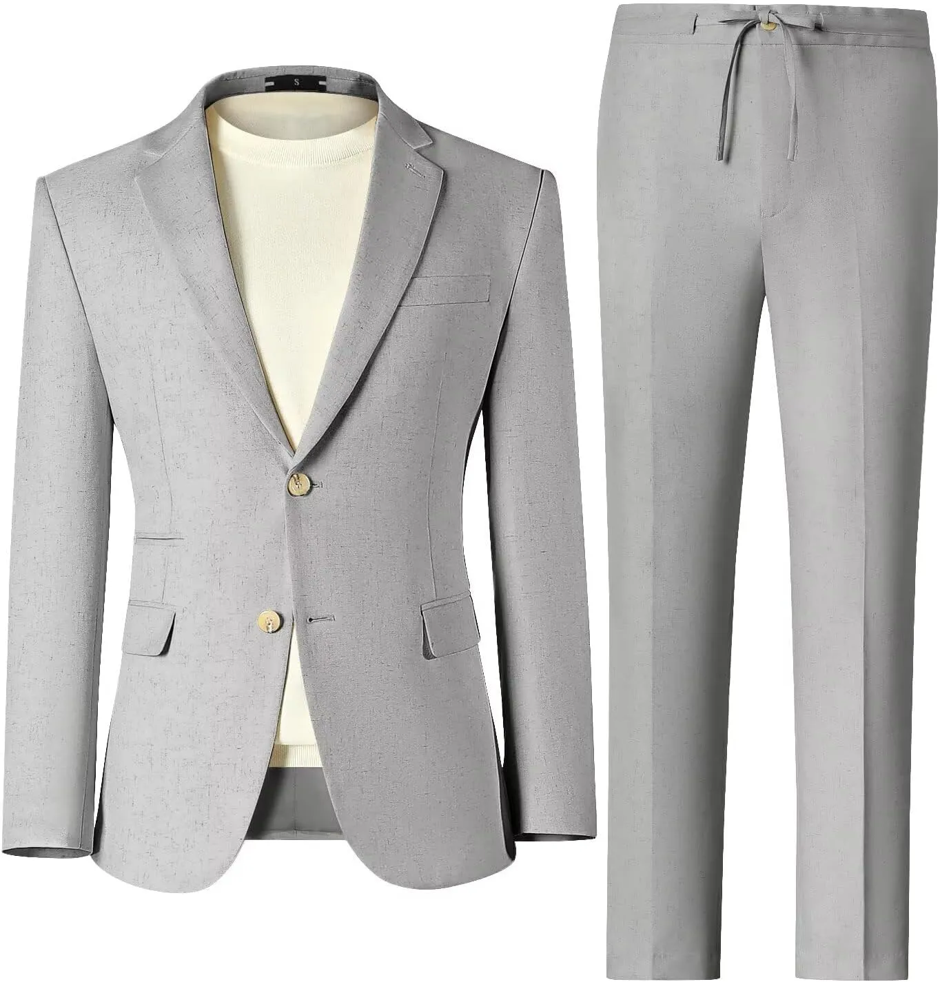 Men Linen Suits 2 Piece Summer Beach Suit Casual Holiday Outfits Lightweight Groomsmen Blazer Pants Set Wedding Prom Tuxedos