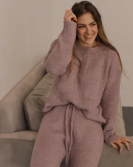MEROKEETY Fuzzy Fleece Long Sleeve Sweater Pants Pajama Set