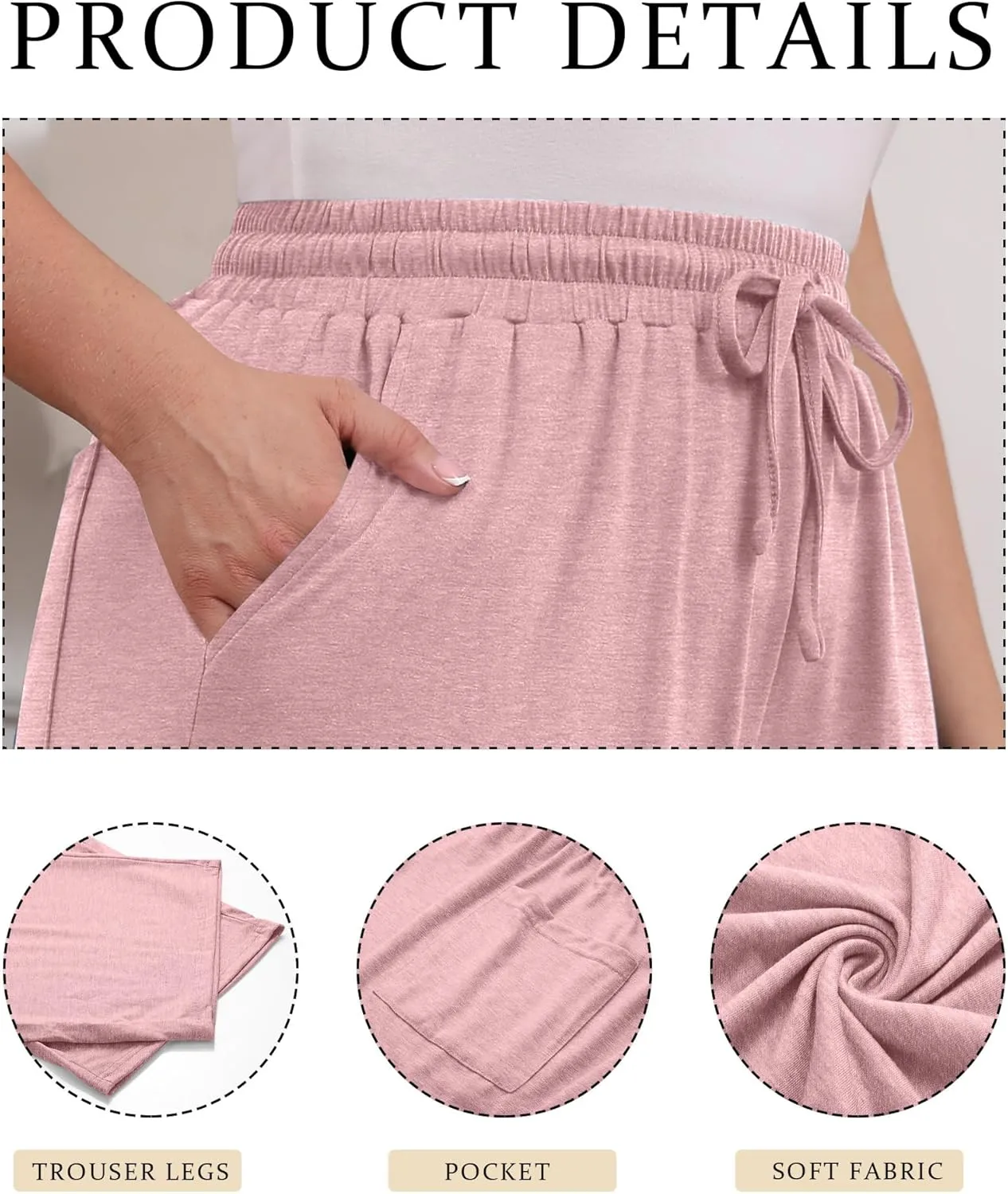 Neer 3 Pack Women's Plus Size Cotton Capris, Stretchy Wide Leg Cropped Pants with Pockets Fit Loose Lounge Pajama Sweatpants