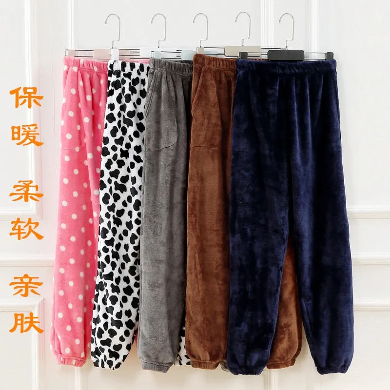 New Winter Flannel mens sleep bottoms thicken warm sweatpants mens pajamas pants comfort Slacks pijamas couple casual trousers
