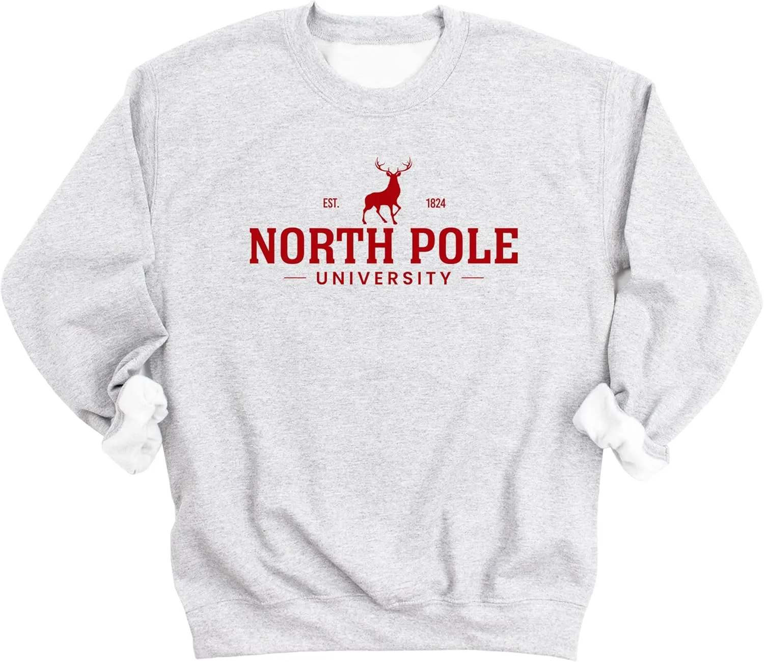 North Pole University Unisex Christmas Sweatshirt - Graphic Sweatshirt for Women, Holiday Christmas Sweater, Comfy Pullover