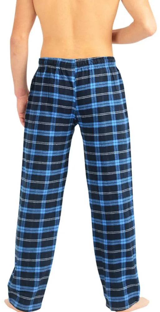 Norty Mens Flannel Pants Royal Navy Plaid