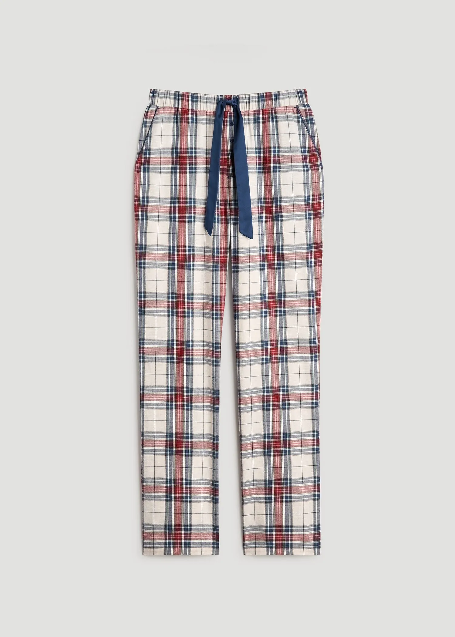 Open-Bottom Flannel Women's Tall Pajama Pants in Mixed Tartan