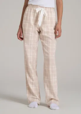 Open-Bottom Flannel Women's Tall Pajama Pants in Sandstorm Plaid