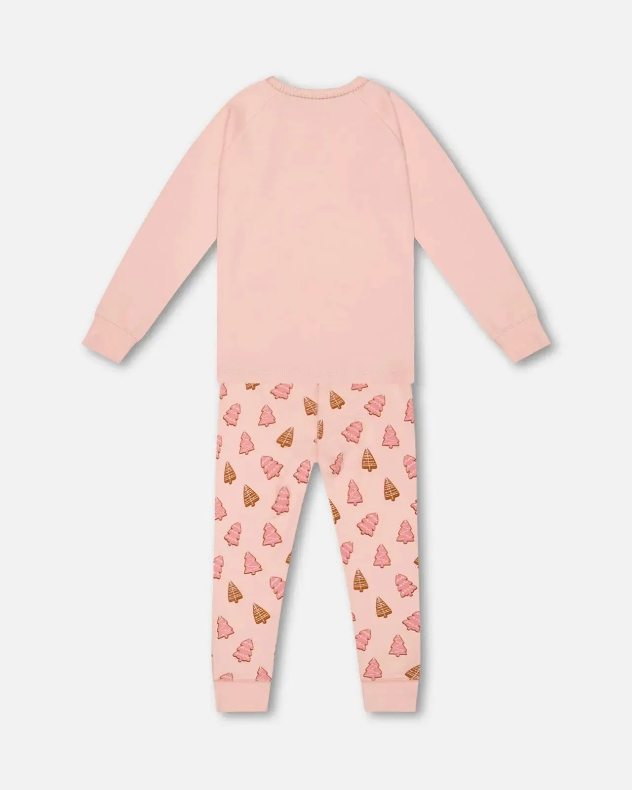Organic Cotton Two Piece Pajama Set Pink Christmas Cookies