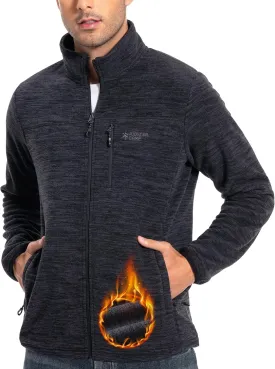 Pioneer Camp Men's Lightweight Polar Fleece Jacket Full Zip Antistatic Casual Coat Soft Warm Outwear with Zipper Pockets