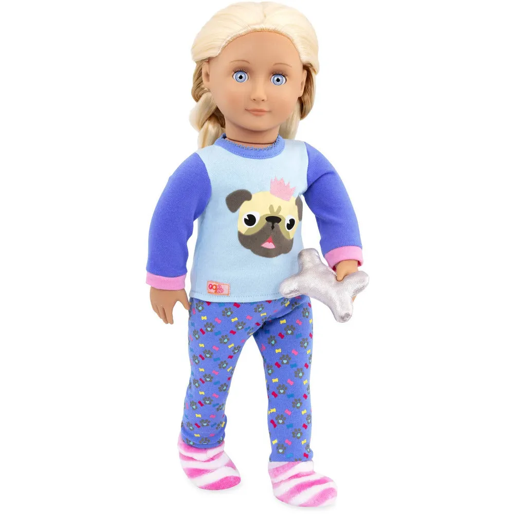 Regular Pajama Outfit for 18" Dolls - Pug-jama Party