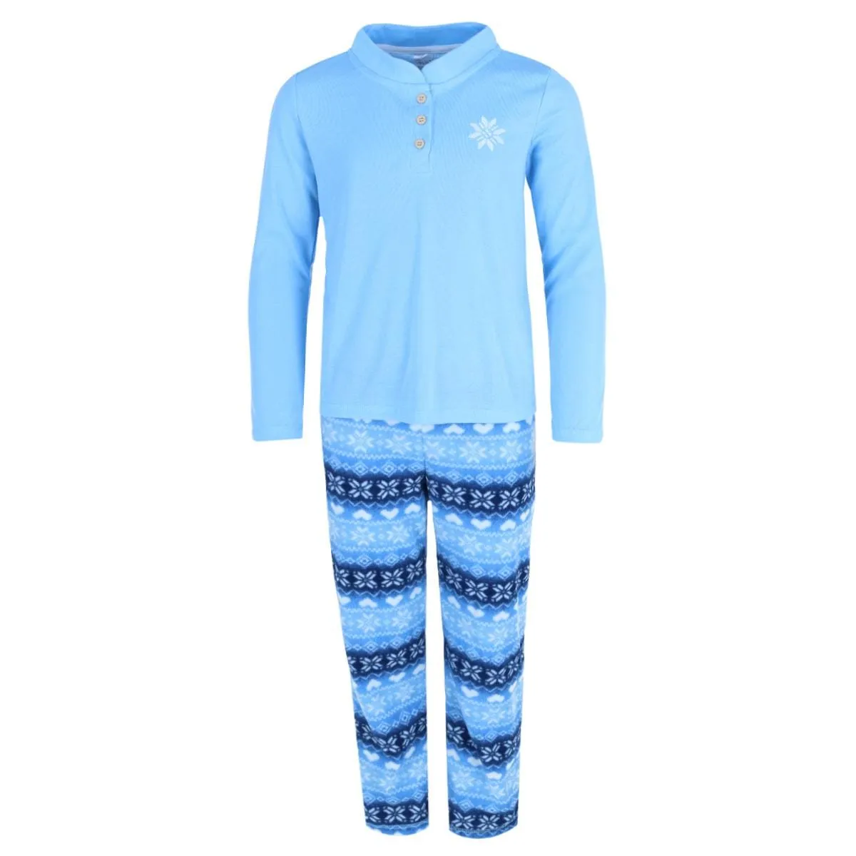 Rene Rofe Girls Snowflake 3pc Henley Long Sleeve Pajama Pants Set