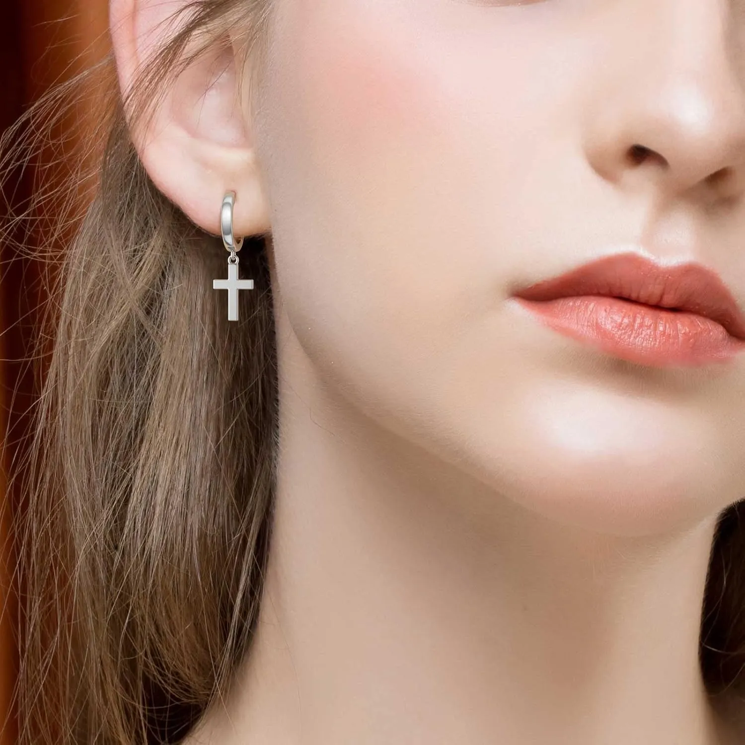 SEVENWELL Sterling Silver Dangle Huggie Earring Stud for Women, Cross, Heart, Celestial, Pearl, CZ Hoop Earrings Present for Birthday, Christmas, Valentine, Mother's Day