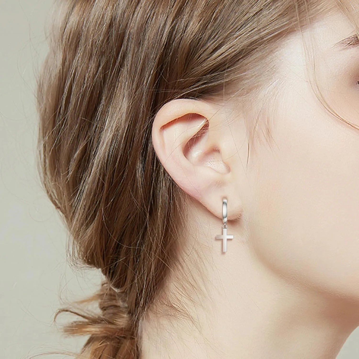 SEVENWELL Sterling Silver Dangle Huggie Earring Stud for Women, Cross, Heart, Celestial, Pearl, CZ Hoop Earrings Present for Birthday, Christmas, Valentine, Mother's Day